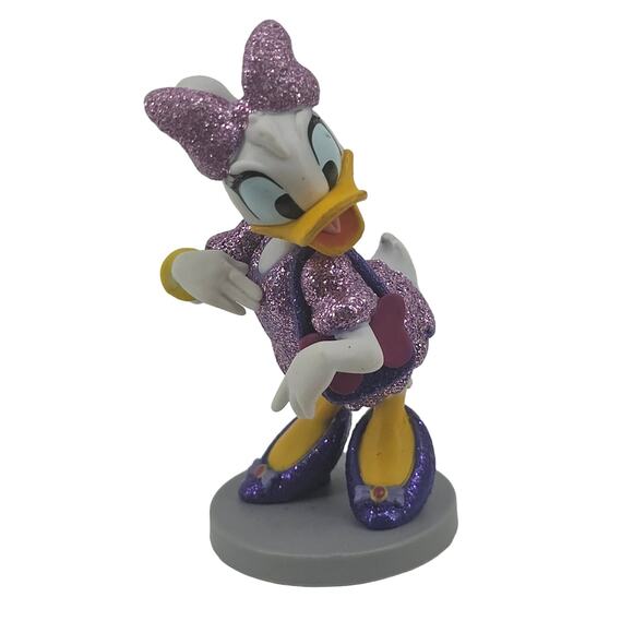 DISNEY DAISY PURPLE LAVENDER GLITTER DRESS DUCK FIGURE PVC FIGURINE CAKE TOPPER - Picture 1 of 5